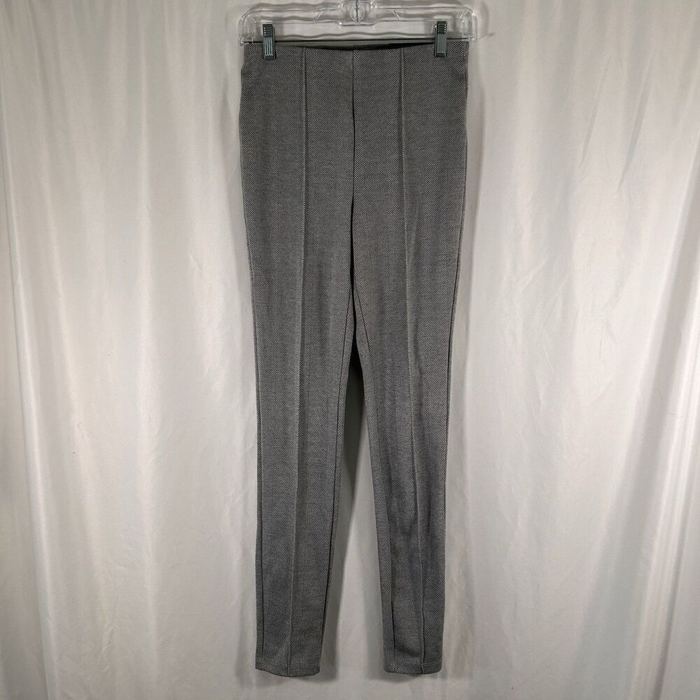 New Tahari Jeggings Womens Small White Grey Striped Seam Front Pull On High Rise